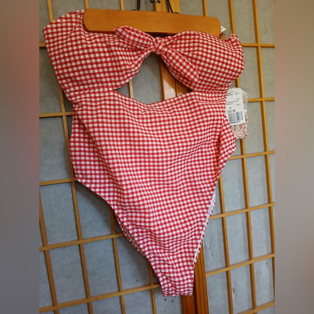 Forever 21 - Ladies Red Gingham One Piece Swimsuit - XL